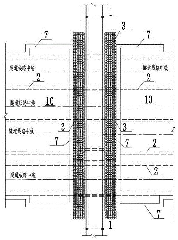 一種軟土富水大斷面隧道群下穿構筑物的加固結構的制作方法