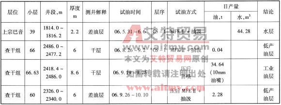 試油顯示統計表