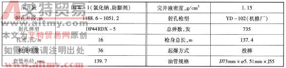 射孔數據表