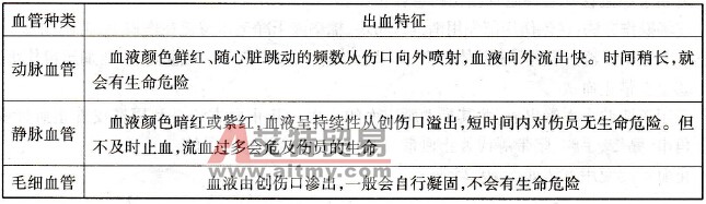 血管種類及其出血特征表